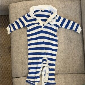 Blue and White Striped Kids One Piece